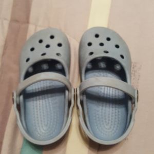 Baby blue Crocs "Mary Jane" style